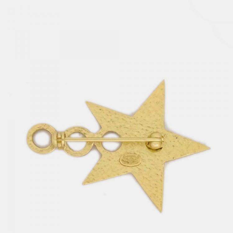 Pre Owned Chanel Star COCO Brooch Pin Black