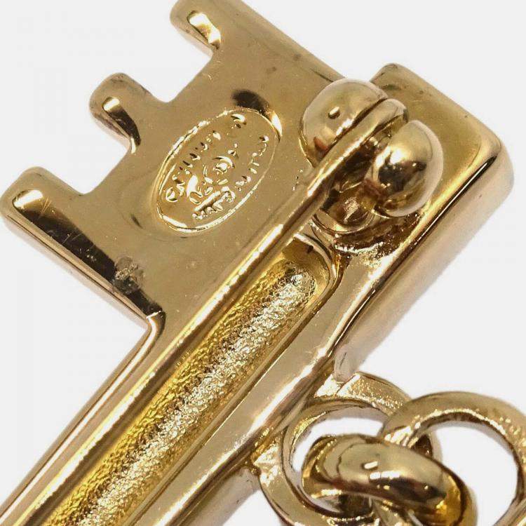 Pre Owned Chanel Heart Rhinestone Brooch Gold