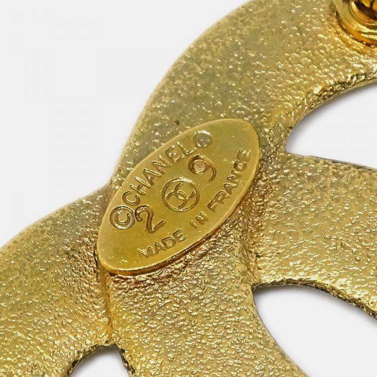 Pre Owned Chanel CC Brooch Pin Gold