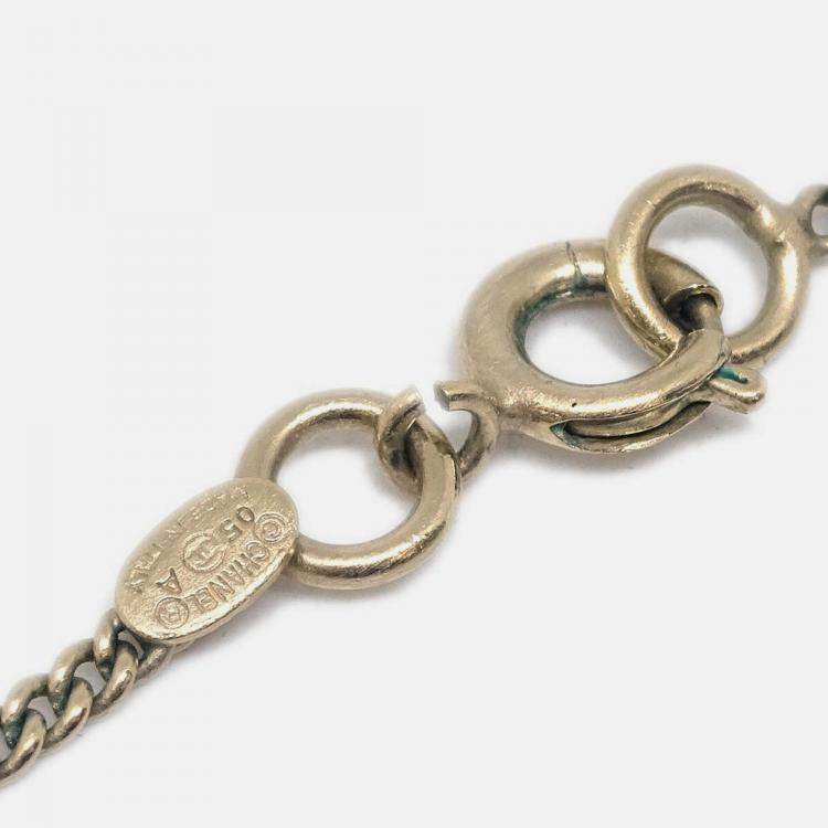 Pre Owned Chanel Chain Pendant Necklace Artificial Pearl Bow Gold