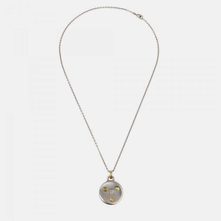 Pre Owned Chanel Medallion Pendant Necklace Silver