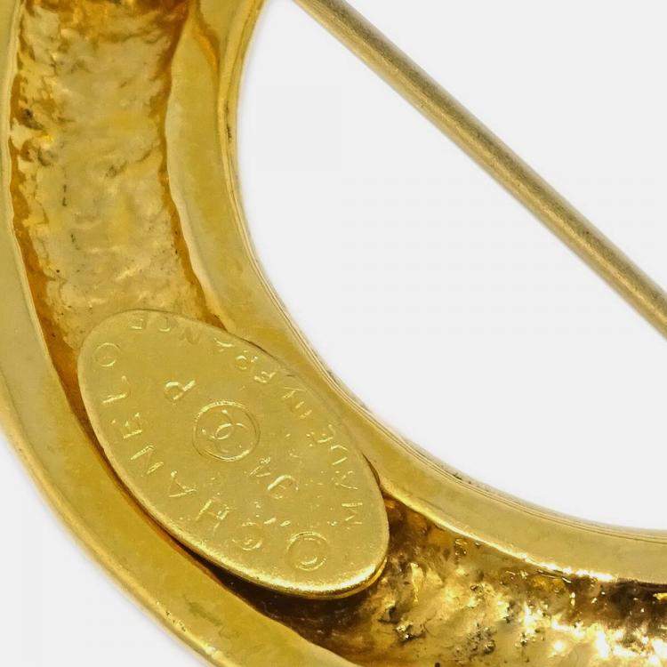Pre Owned Chanel Hoop Brooch Pin Gold