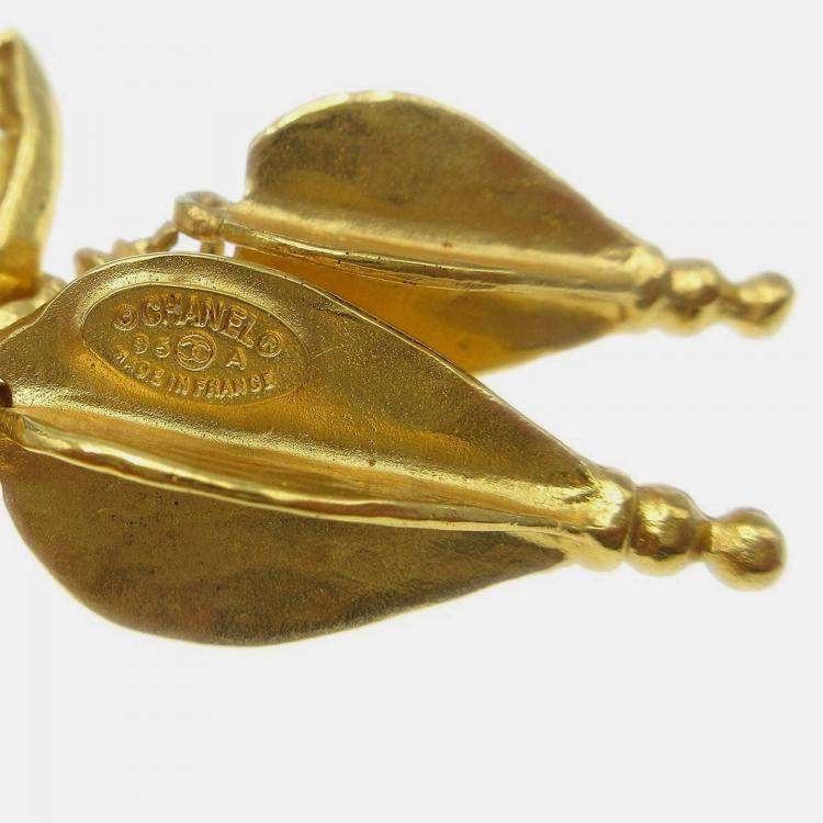 Pre Owned Chanel CC Fringe Brooch Pin Gold