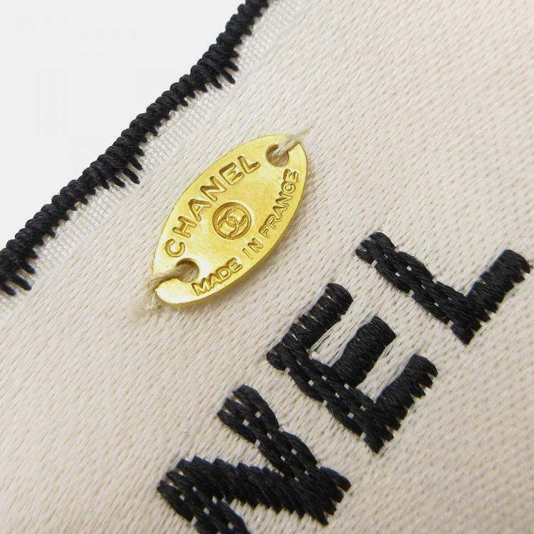 Pre Owned Chanel Bow Brooch Pin White Satin