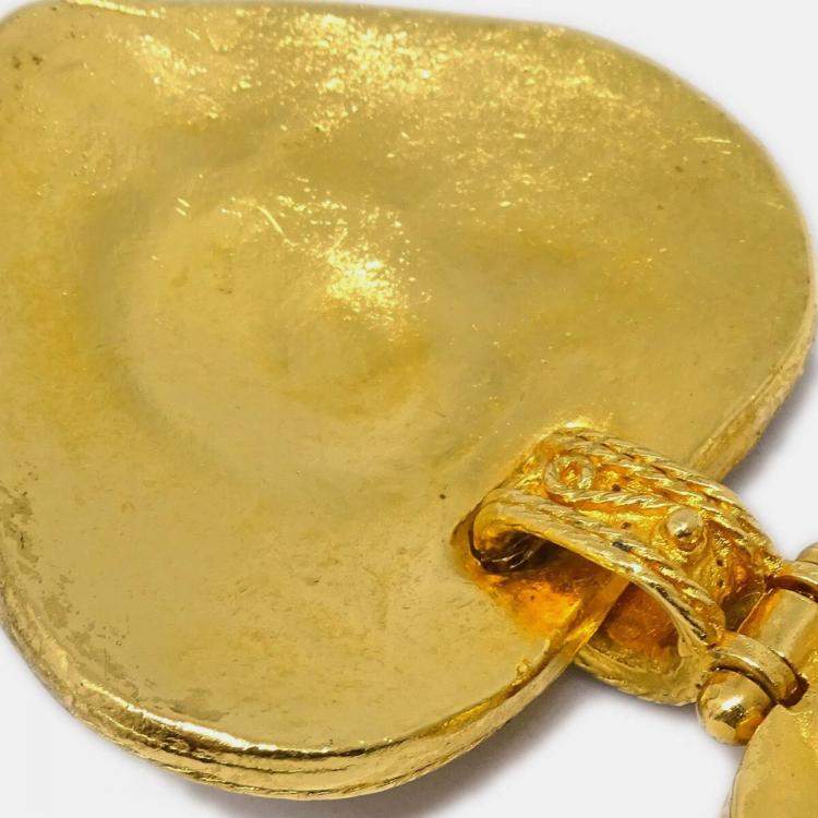 Pre Owned Chanel Gripoix Brooch Pin Gold Red