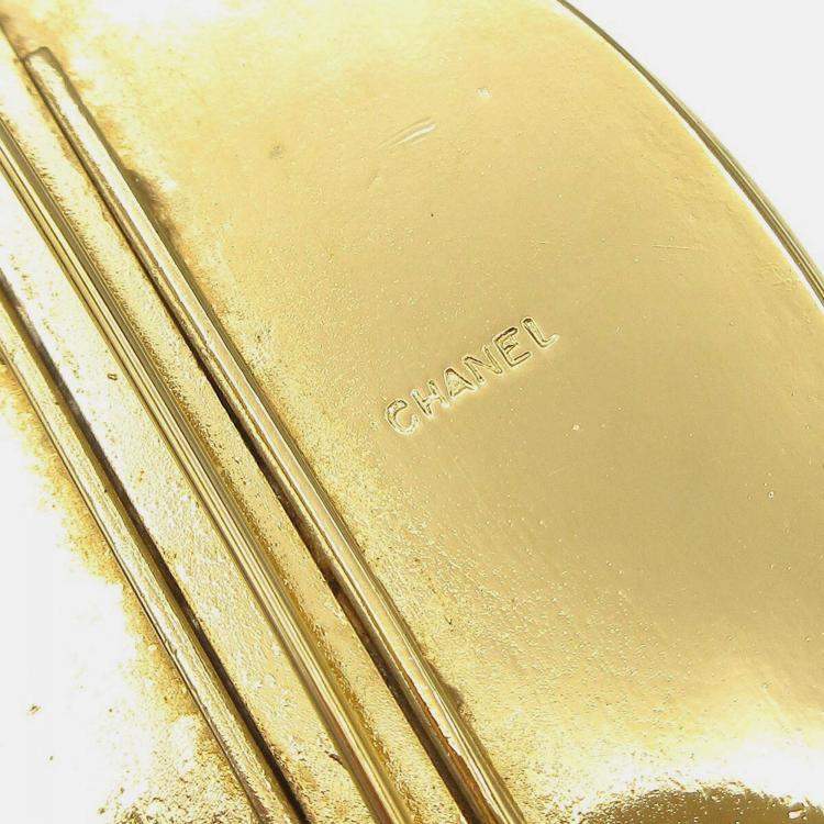 Pre Owned Chanel Bow Mirror Brooch Pin Gold