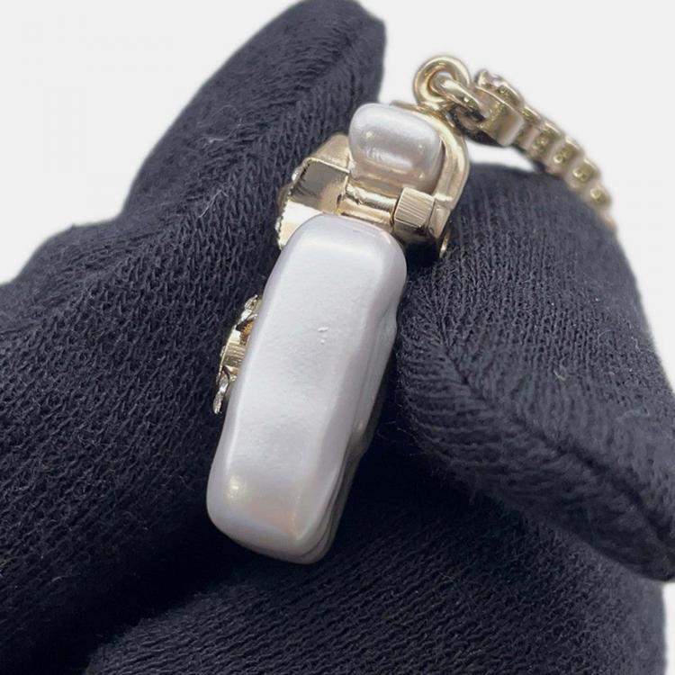 Pre Owned Chanel Perfume Bottle Swing Earrings Metal Rhinestone