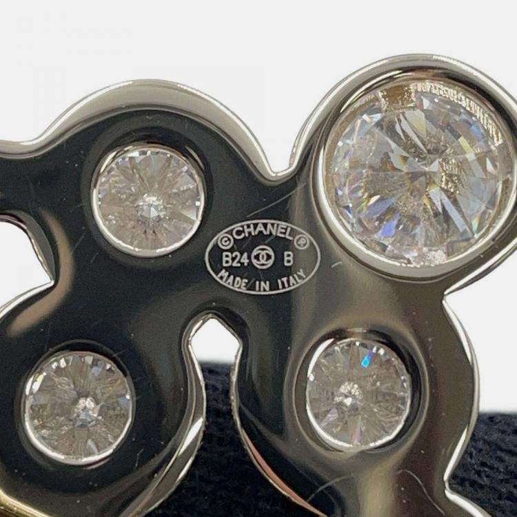 مملوكة مسبقًا Chanel CC Logo Rhinestone Gold Plated Brooch 