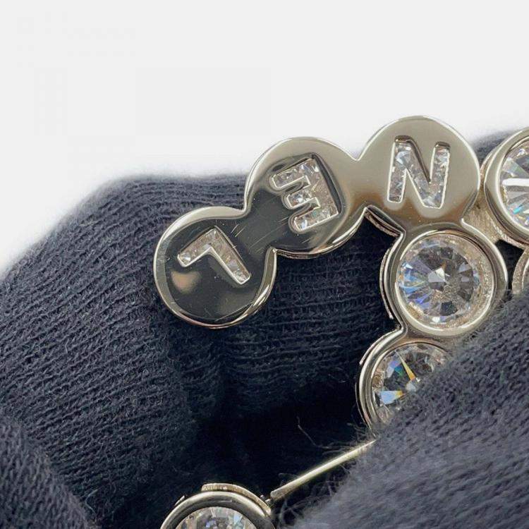 مملوكة مسبقًا Chanel CC Logo Rhinestone Gold Plated Brooch 