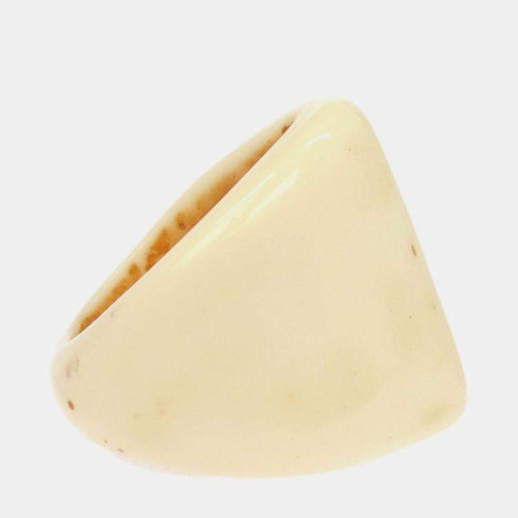 Pre Owned Chanel Ring Acrylic Off-white #52