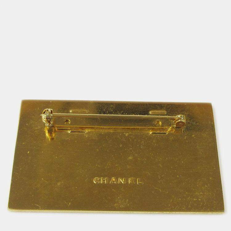Pre Owned Chanel Plate Brooch Pin Gold