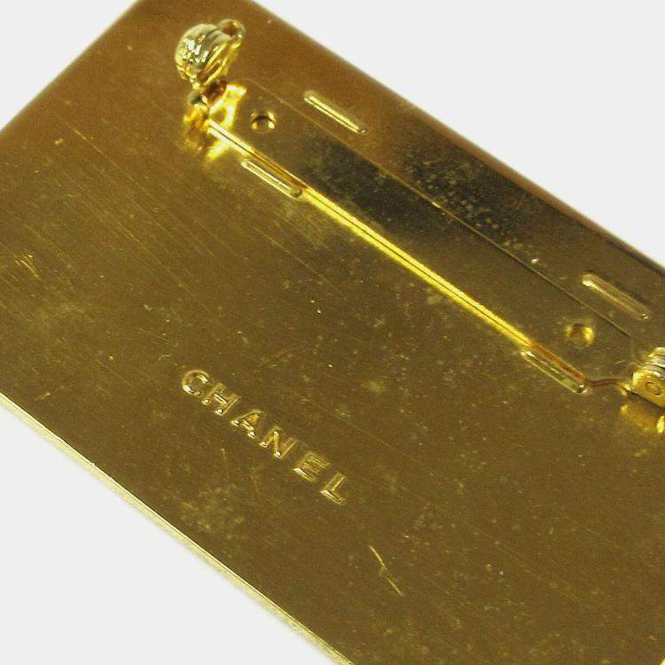 Pre Owned Chanel Plate Brooch Pin Gold