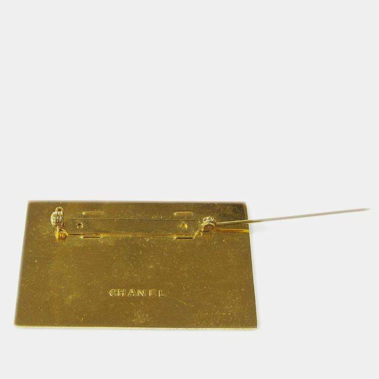 Pre Owned Chanel Plate Brooch Pin Gold
