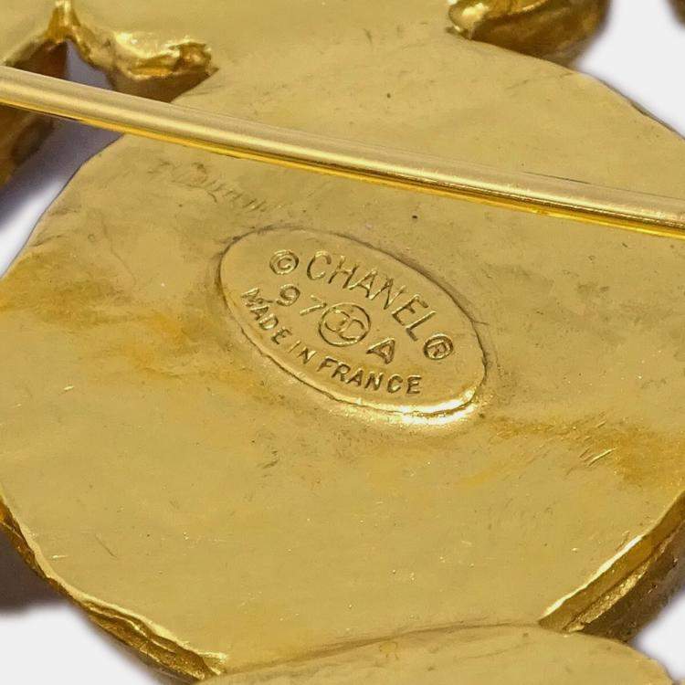 Pre Owned Chanel Stone Brooch Pin Gold