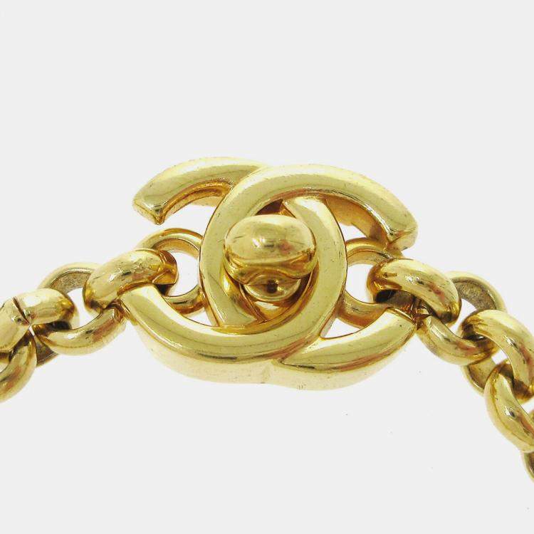 Pre Owned Chanel Turnlock Gold Chain Bracelet