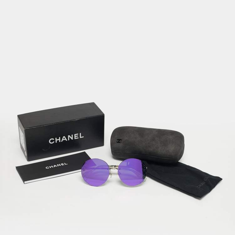 Pre Owned نظارة شمس شانيل 4216 دائرية عاكسة بنفسجية