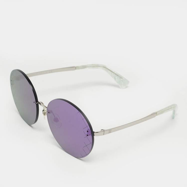 Pre Owned نظارة شمس شانيل 4216 دائرية عاكسة بنفسجية