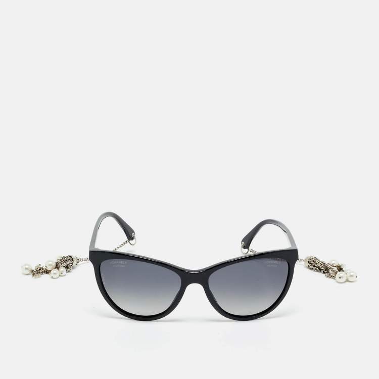 مملوكة مسبقًا Chanel Black Gradient 5341 H Embellished Polarized Cat Eye Sunglasses