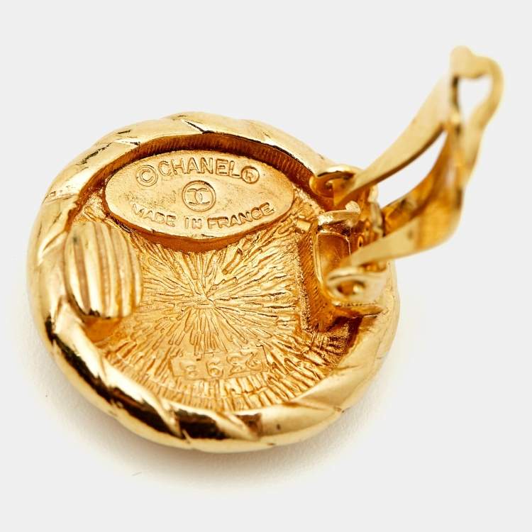 Pre Owned Chanel CC Gold Tone Earrings