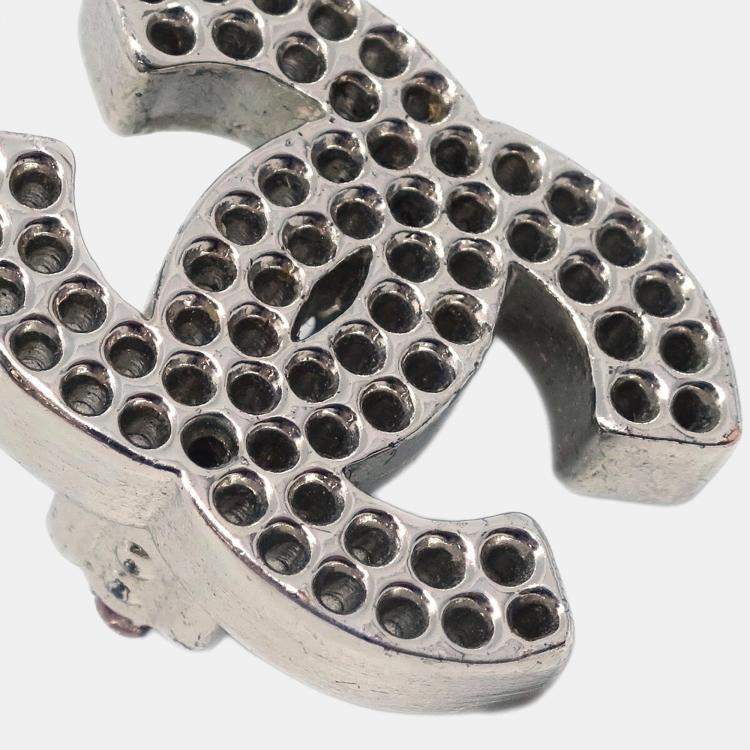 Pre Owned Chanel CC Earrings Clip-On Silver