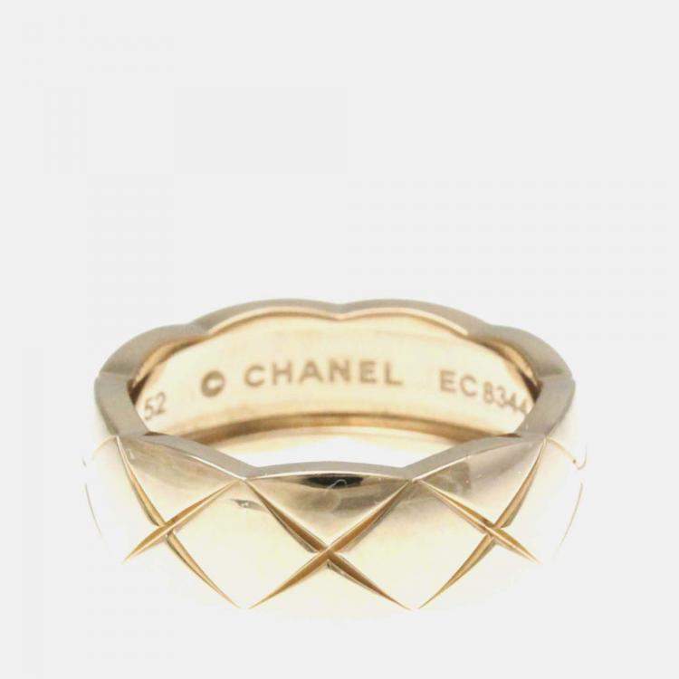 Pre Owned Chanel Coco Crush Medium Size 18K Pink Gold Band Ring 52