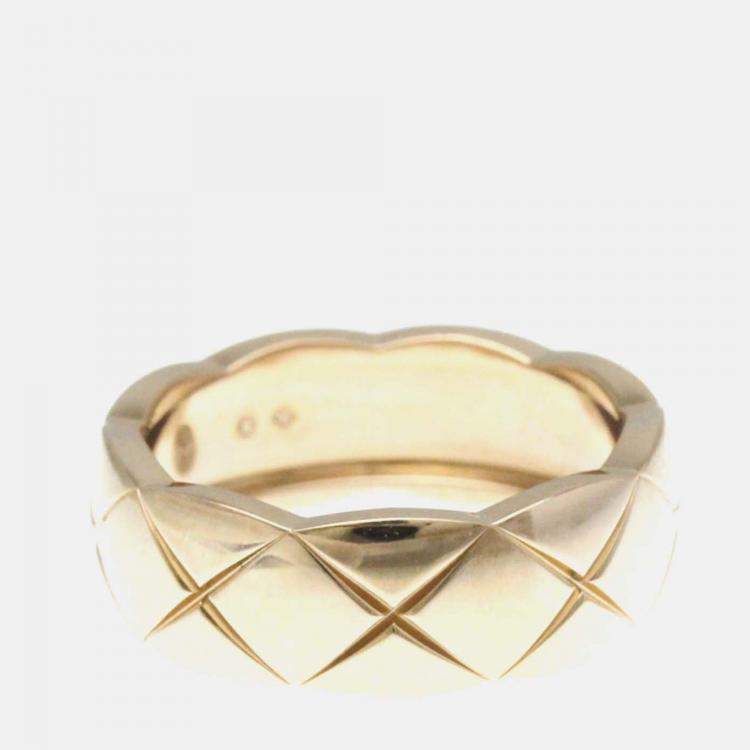 Pre Owned Chanel Coco Crush Medium Size 18K Pink Gold Band Ring 52