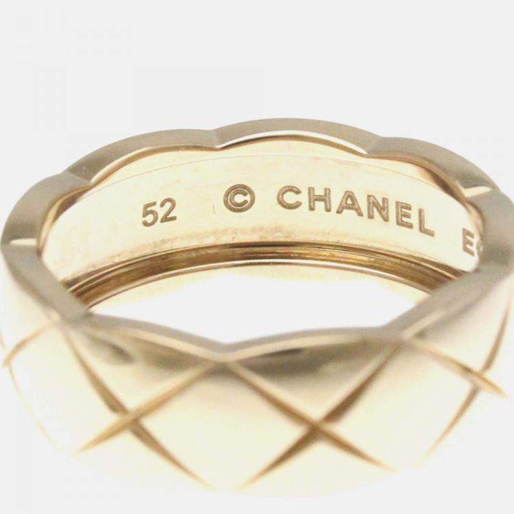 Pre Owned Chanel Coco Crush Medium Size 18K Pink Gold Band Ring 52