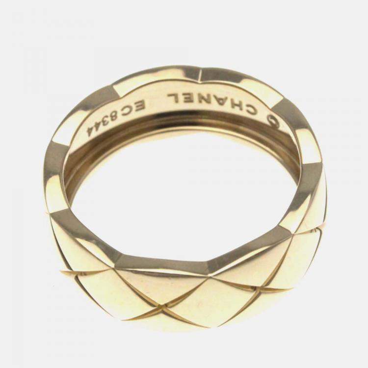 Pre Owned Chanel Coco Crush Medium Size 18K Pink Gold Band Ring 52