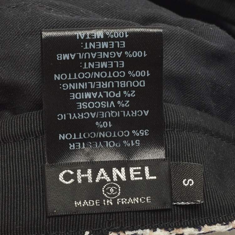 Pre Owned Chanel Pink Leather Trim Tweed Cap S