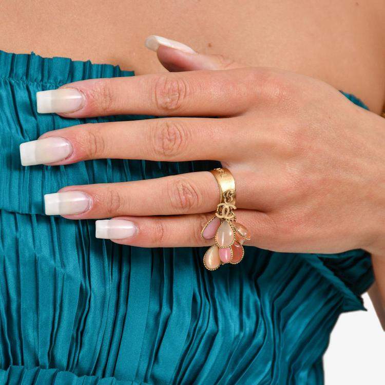 Pre Owned Chanel Coloured Stone CC Ring