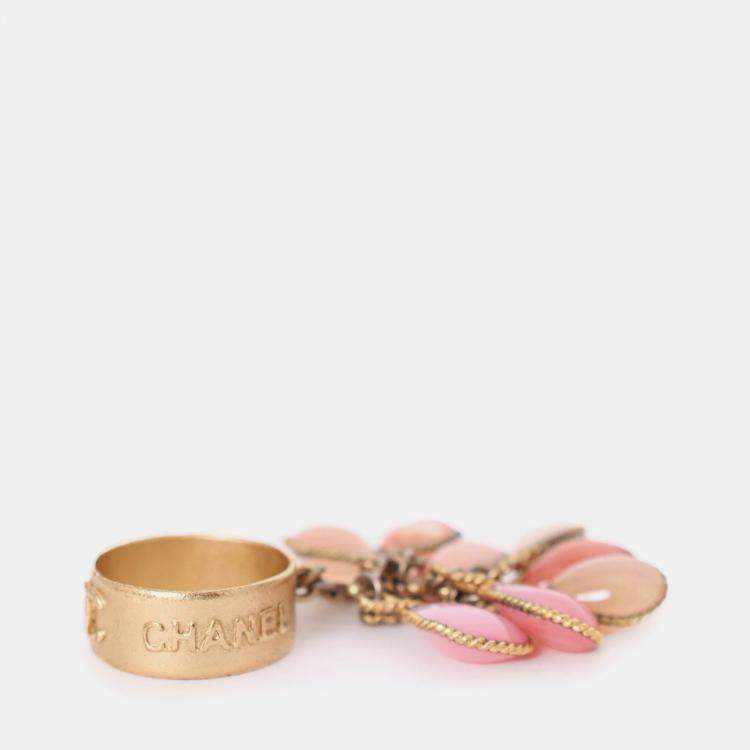 Pre Owned Chanel Coloured Stone CC Ring