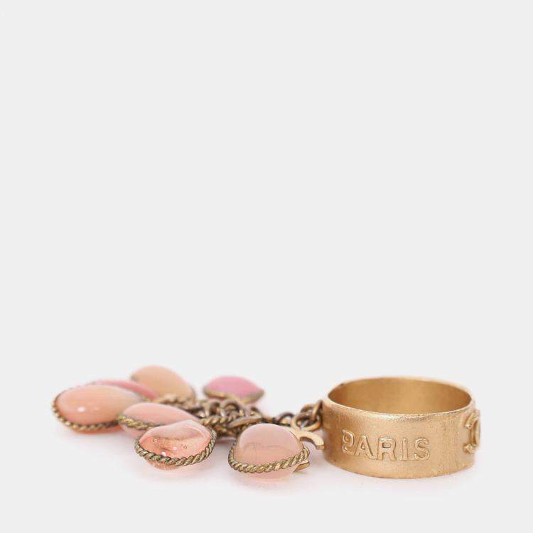 Pre Owned Chanel Coloured Stone CC Ring