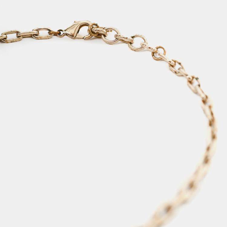 Pre Owned Chanel 2017 Gold Toned Crystal Embellished Logo Star Choker Necklace