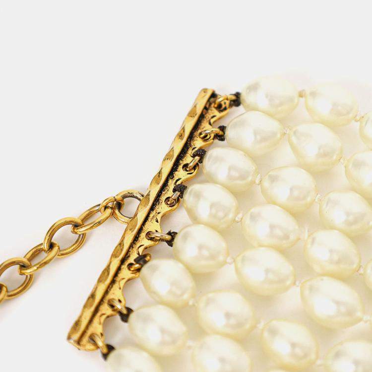 Pre Owned Chanel Pearl 8 Strand Choker Necklace