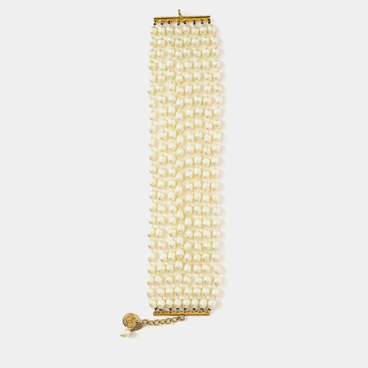 Pre Owned Chanel Pearl 8 Strand Choker Necklace