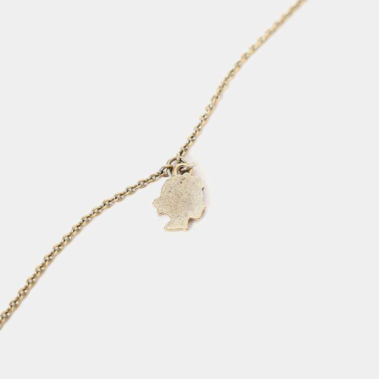 Pre Owned Chanel Black Plastic Coco Chanel Pearl Tag Necklace