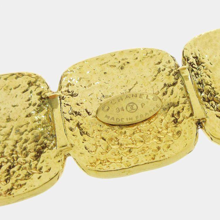 Pre Owned Chanel Triple CC Brooch Pin Gold