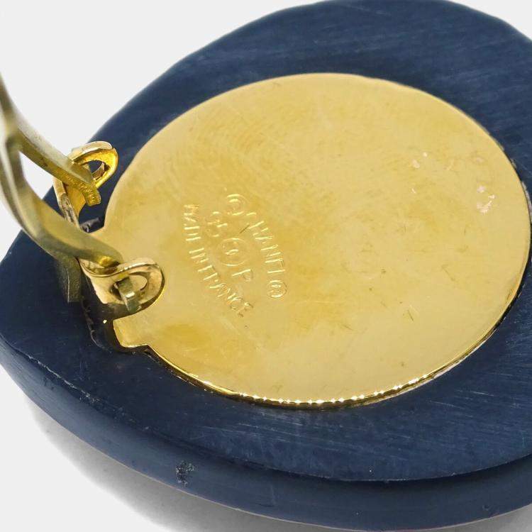 Pre Owned Chanel Heart Rhinestone Earrings Clip-On Red