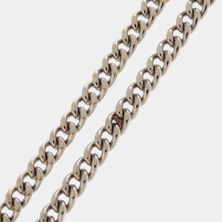 Pre Owned Chanel Necklace Pendant Rhinestone Silver