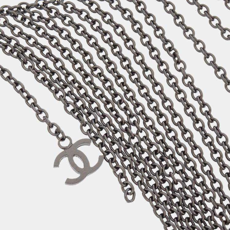 Pre Owned Chanel Fringe Chain Necklace Silver