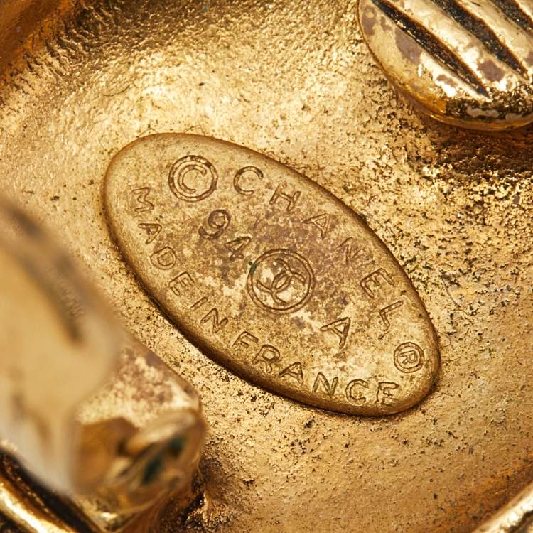 Pre Owned Chanel CC Gold Tone Earrings