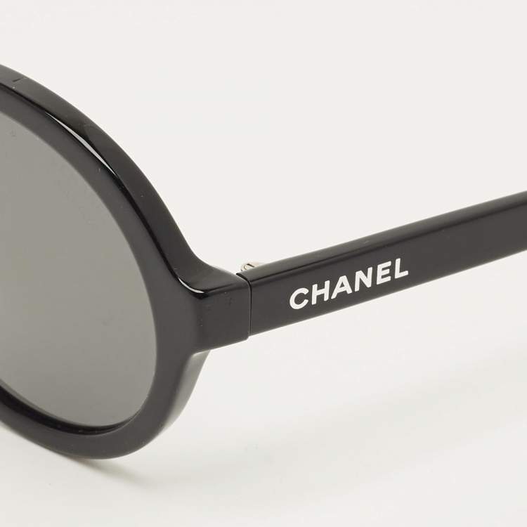 Pre Owned Chanel Black 5522 U CC Frame Round Sunglasses