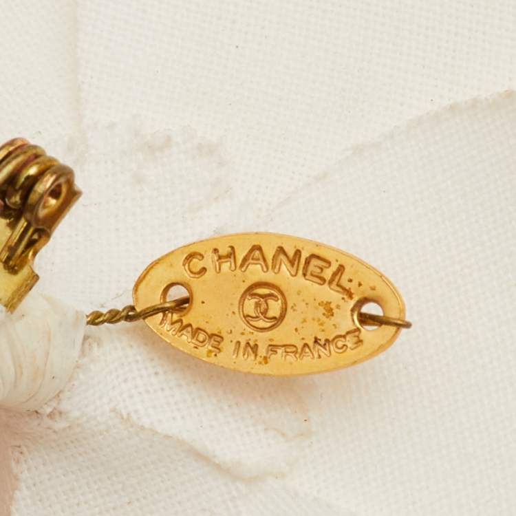 Pre Owned Chanel Ivory Camellia Flower Pin Brooch