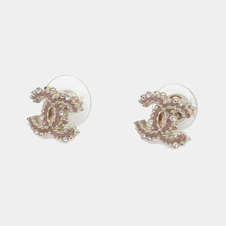Pre Owned Chanel Metal logo earrings