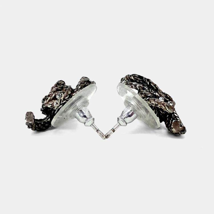 Pre Owned Chanel metal logo earrings