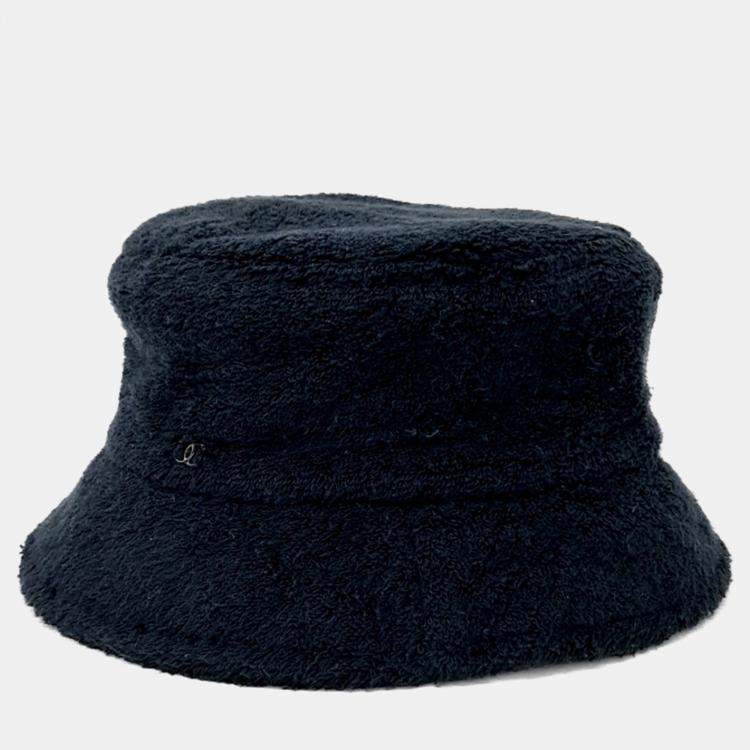 Pre Owned Chanel Black terry bucket hat