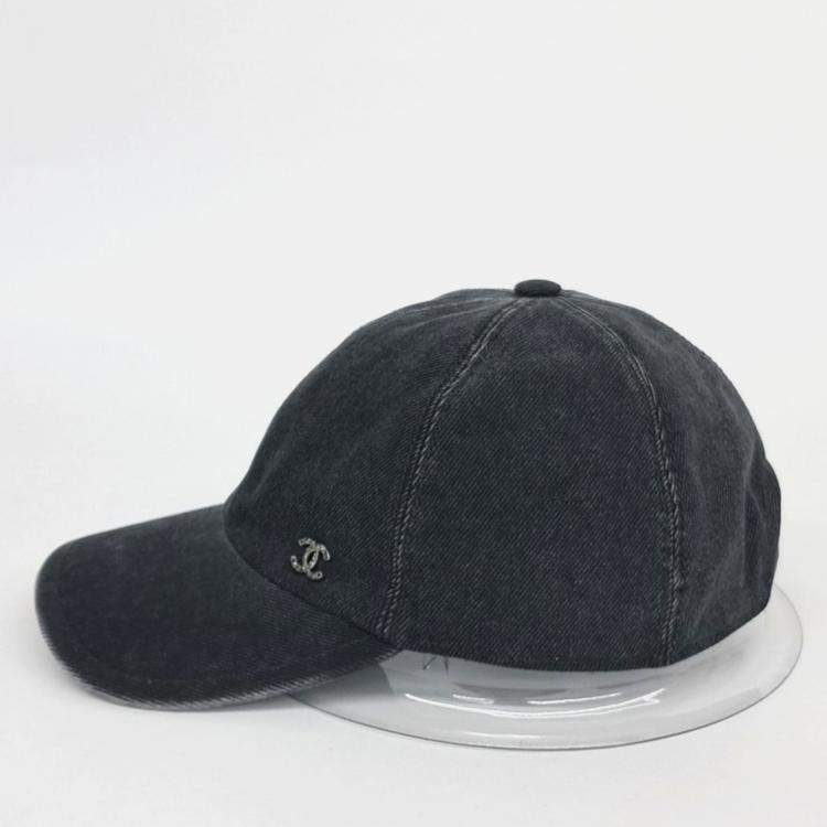 Pre Owned Chanel Black/Blue Denim Cap
