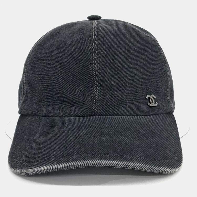 Pre Owned Chanel Black/Blue Denim Cap