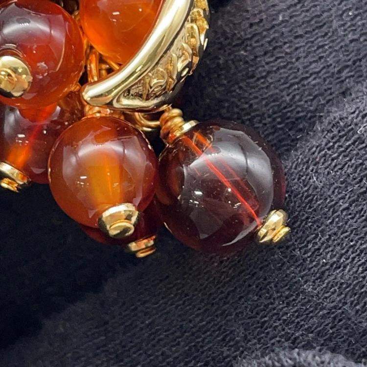 Pre Owned Chanel Medieval Grape Motif Earrings Brown Metal Rhinestone