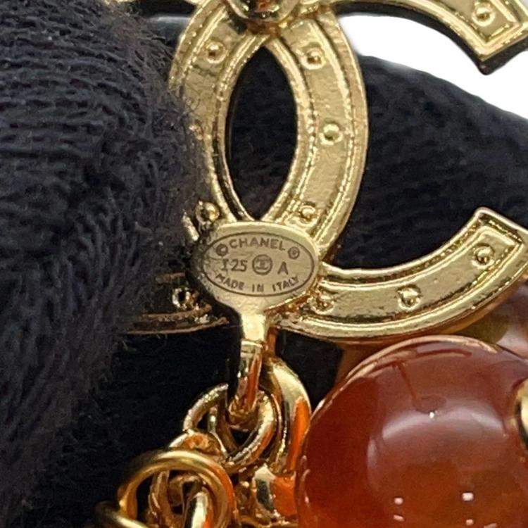 Pre Owned Chanel Medieval Grape Motif Earrings Brown Metal Rhinestone